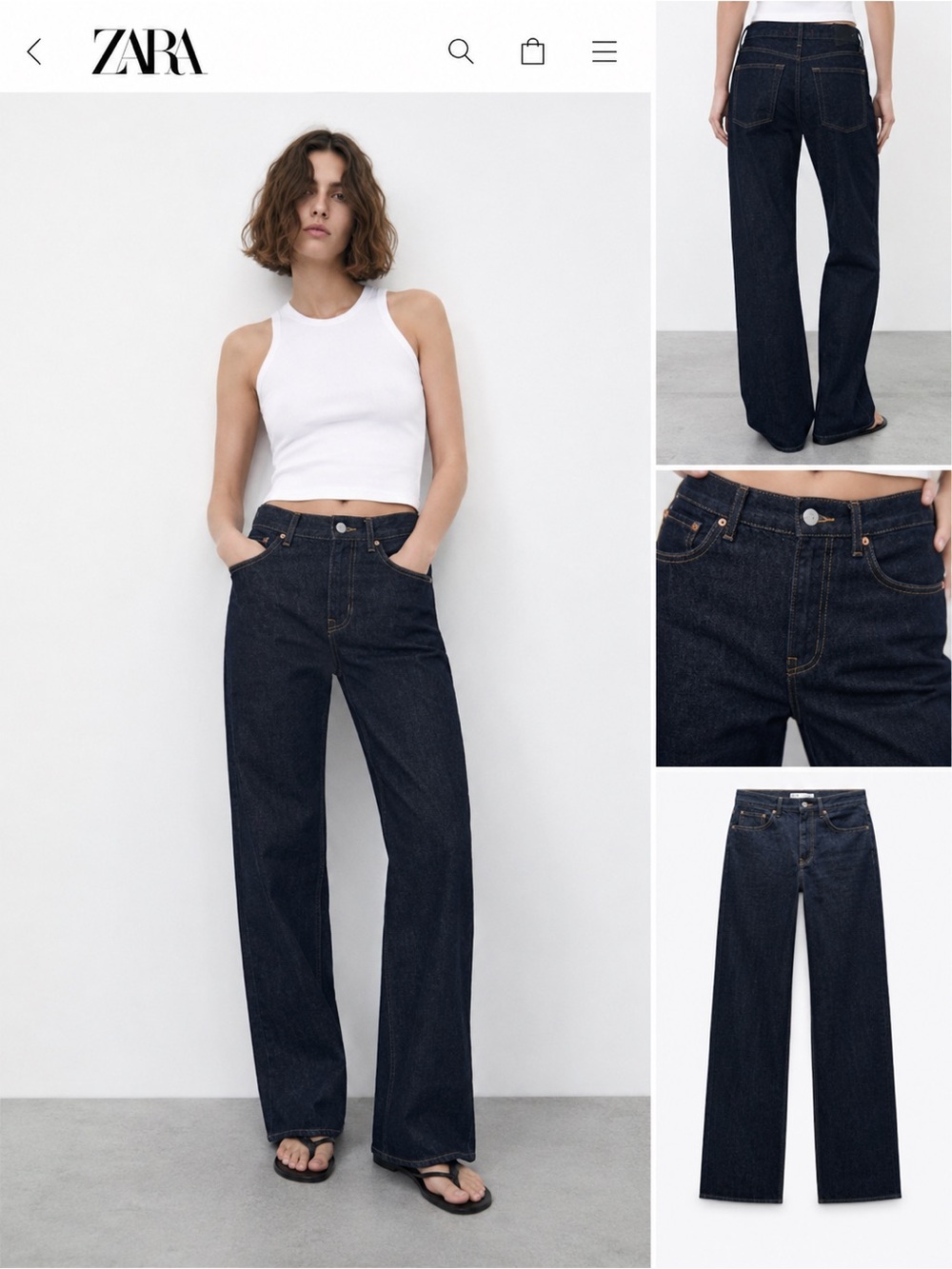 Zara High Rise Straight Leg Dark Wash Rigid Denim Jeans Size 4